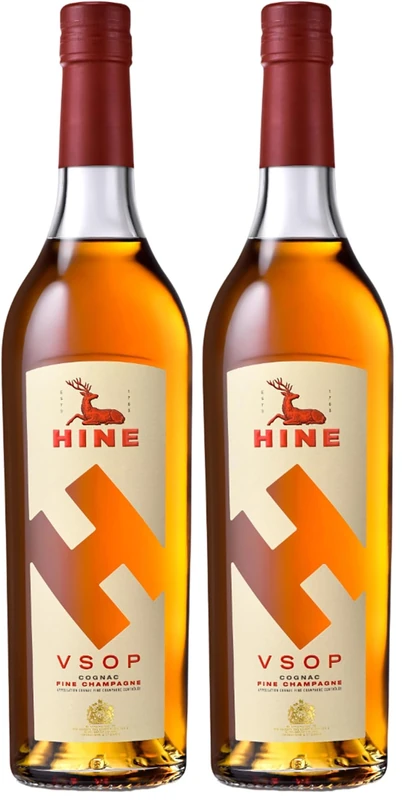 H By Hine Fine Champagne Cognac, Livelyand Elegant Fine VSOP Ideal For Cocktails Or Served Neat, Hine, Vivacious Noseand Delicate Palate, Young and Original Brandy, 70cl, 40% ABV (Pack of 2)