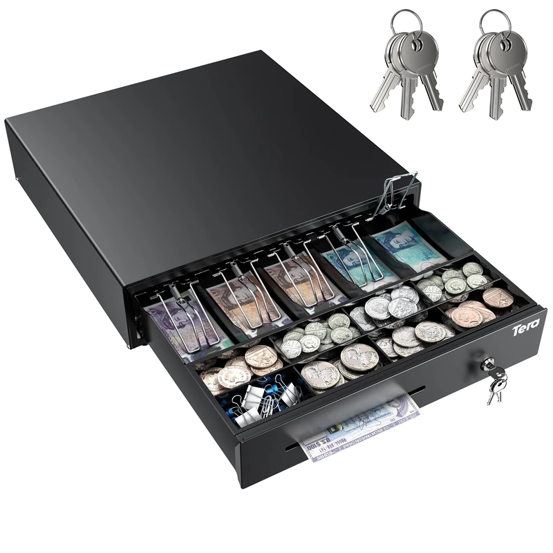 Tera Cash Drawer Till Register 16 Inch 5 Bill 8 Coin 415 x 415 x 115 mm - Image 1