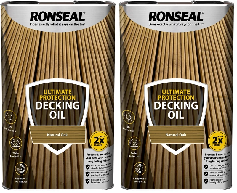 RONSEAL Ultimate Protection Decking Oil Natural Oak 5L (Pack of 2)