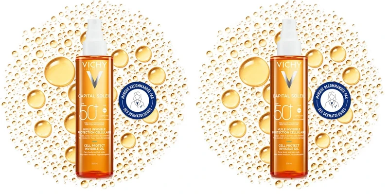 Vichy Capital Soleil Cell Protect Oil SPF50 200ml (Pack of 2) - Image 1