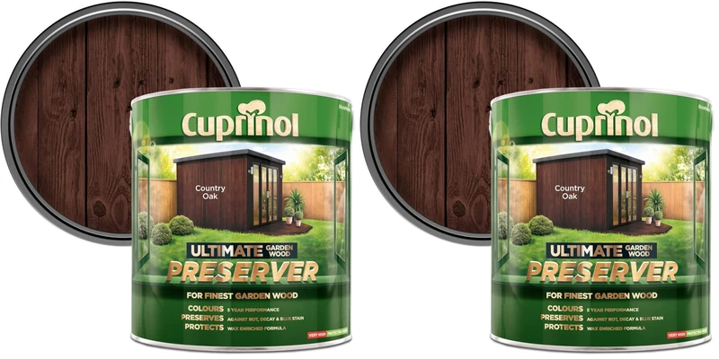 Cuprinol CUPGWPRECO4L 4L Ultimate Garden Wood Preserver - Country Oak (Pack of 2)
