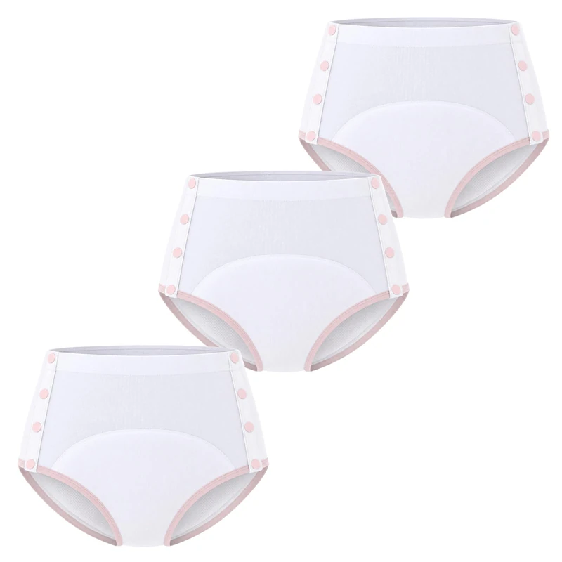 Carer Women’s Incontinence Pants 230ml Absorbency Cotton Leak Proof Incontinence Knickers Overnight Night Use Side Snap Detachable Design Reusable Easy to Replace for Bladder Leakage White Size 3XL - Image 1