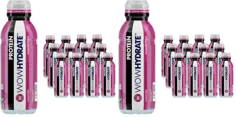 Wow Hydrate Protein Water 10g Summer Fruits 12X500ml (Pack of 2)