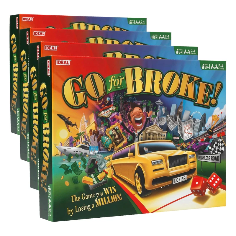 IDEAL, Go for Broke: The Game You Win By Losing a Million, Classic Games, for 2-4 Players, Ages 8+ (Pack of 4) - Image 1