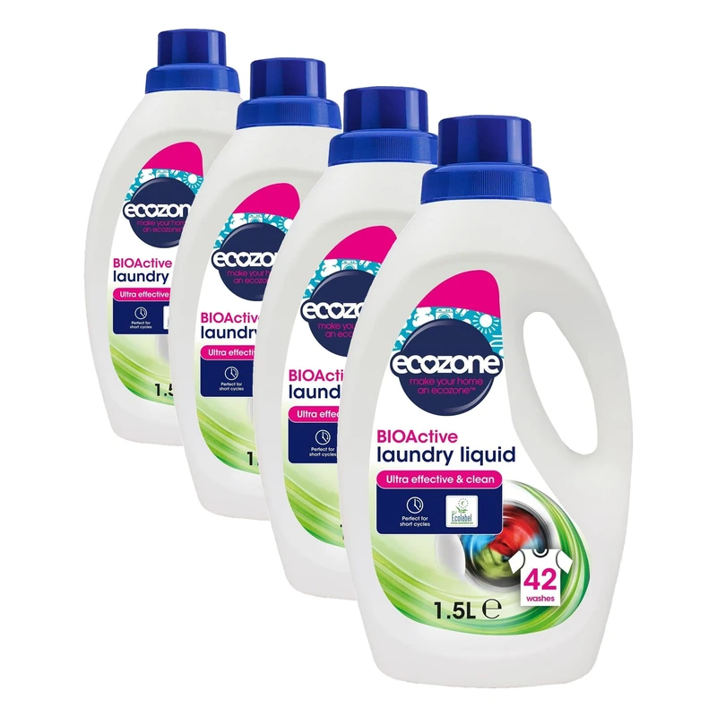 Ecozone BIOActive Laundry Cleaner, Effective Laundry Detergent with Stain Remover, 42 Washes, Washing Machine Detergent for Cold Cycles, Vegan Friendly Eco Conscious Natural Cleaning Products - 1.5L - Image 1