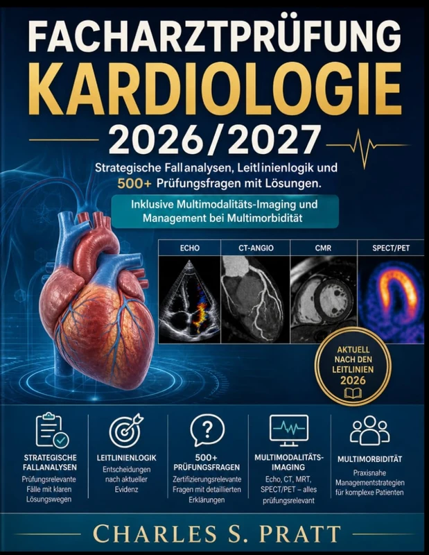 Facharztprüfung Kardiologie 2026/2027: Strategische Fallanalysen, Leitlinienlogik und 500+ Prüfungsfragen mit Lösungen. Inklusive Multimodalitäts-Imaging und Management bei Multimorbidität