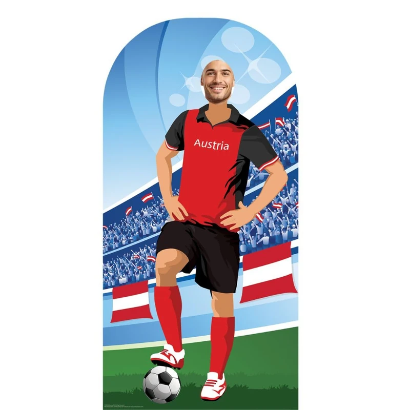 SC4943 | Star Cutouts Austria World Cup 2026 Football Stand-In Cardboard Cutout – 190cm Lifesize Party Photo Prop & Event Decoration