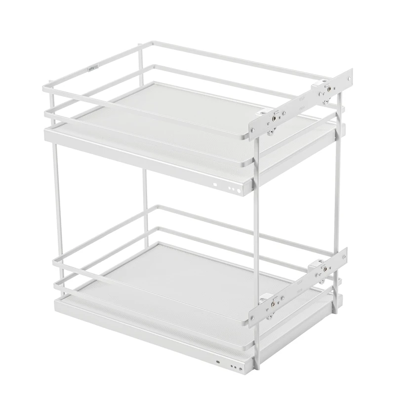 GTV MOVIXPRO 2-Tier Pull-Out Kitchen Basket, for 300 mm Cabinet, Non-Slip Full Base, Load 15 kg, 3D Adjustment, White - Image 1