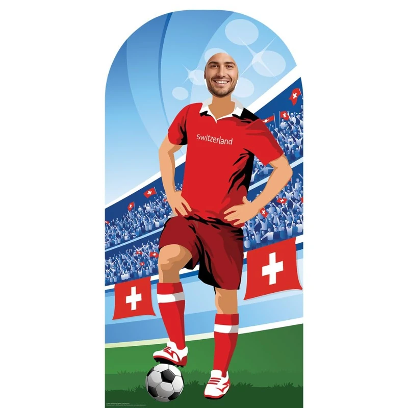 SC4942 | Star Cutouts Switzerland World Cup 2026 Football Stand-In Cardboard Cutout – 190cm Lifesize Party Photo Prop & Event Decoration