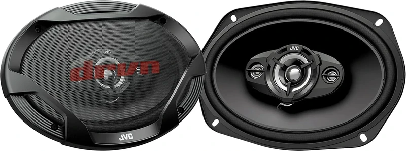 JVC CS-DR6942 DRVN Series 6 x 9" 4 Way Car Speakers, 550W Peak Power, 90W RMS, 4 Ohm, 50mm Midrange, Dome Tweeter & Super Tweeter, Includes Cover