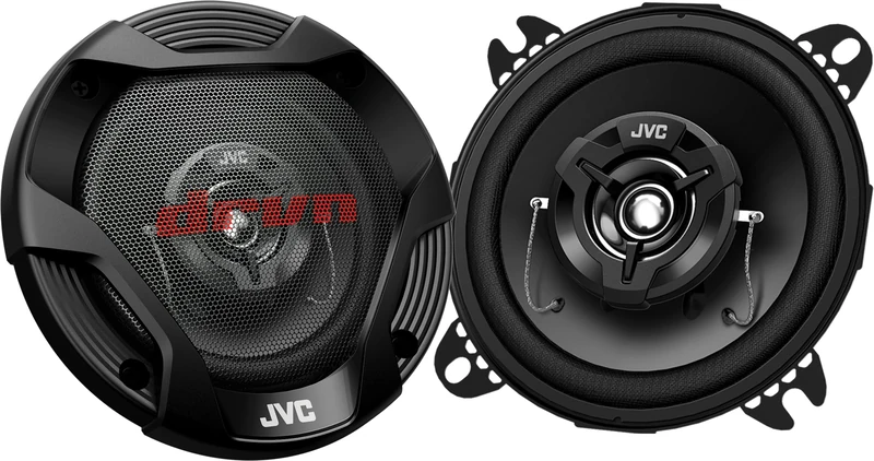 JVC CS-DR422 DRVN Series 4" 2 Way Car Speaker, 220W Peak Power, 30W RMS, 4 Ohm, 25mm Dome Tweeter, Black Polypropylene Woofer Cone, Includes Cover