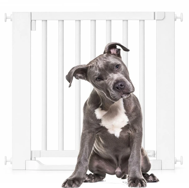 Bettacare Wooden Heritage Flat Step Dog Gate, White, 79cm - 87cm, Pressure Fit