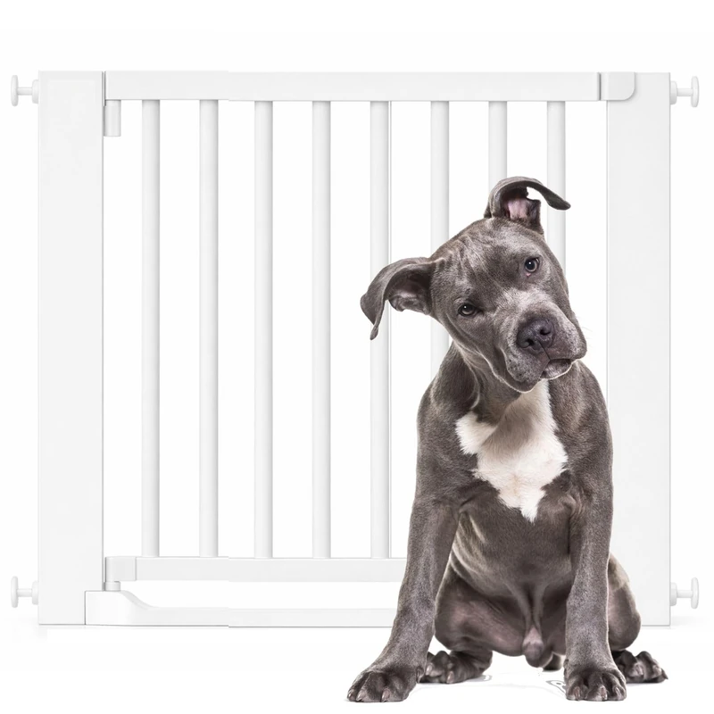 Bettacare Wooden Dog Gate, White, 87cm - 95cm, Pressure Fit, Two-Way Opening