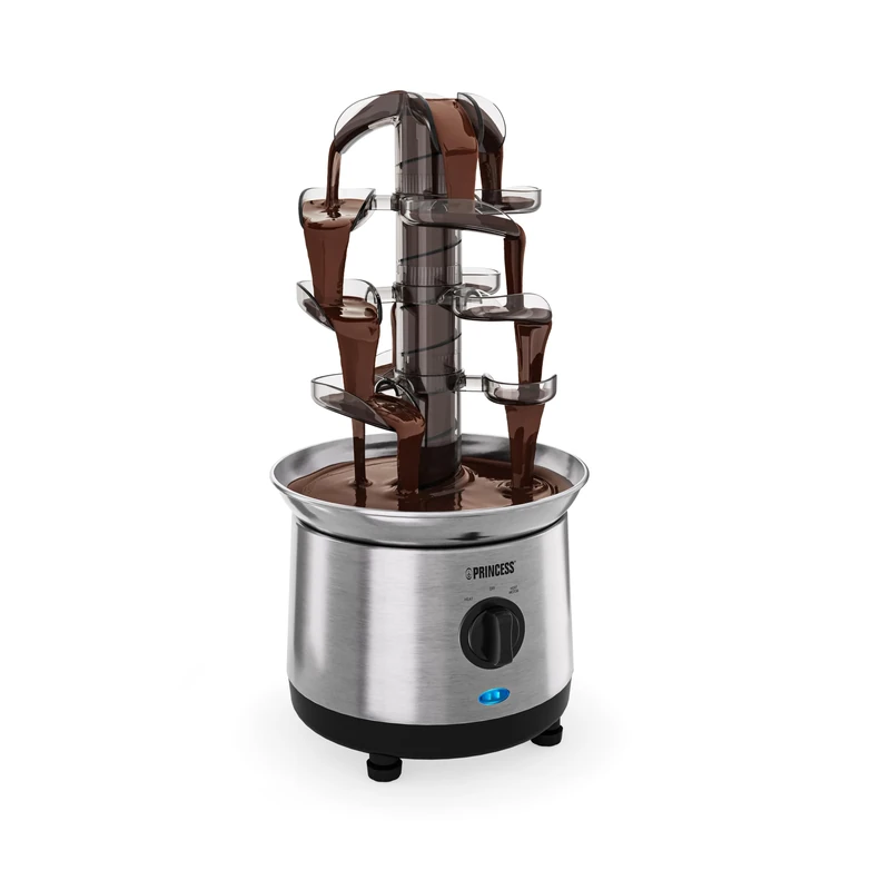 Princess Stainless Steel Chocolate Fountain, 4 Levels, Keep Warm Function, Separately Adjustable Pump and Temperature, for Desserts and Parties, 01.293000.01.001