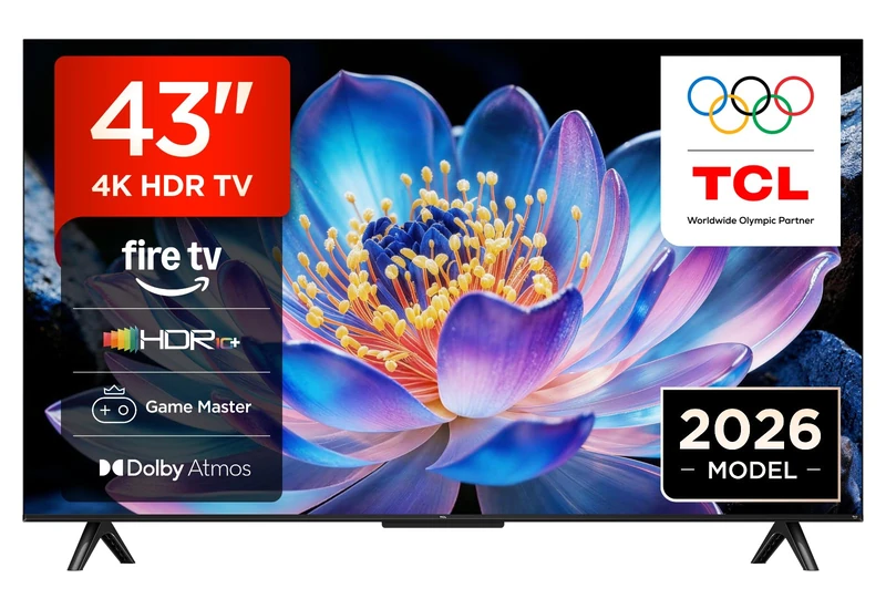 TCL 43V6D-UK 43 Inch 4K HDR, Fire TV, HDR10+, Dolby Atmos, DTS:X, Game Master, Motion Clarity, AirPlay 2, Press & Ask Alexa (2026 New Model)