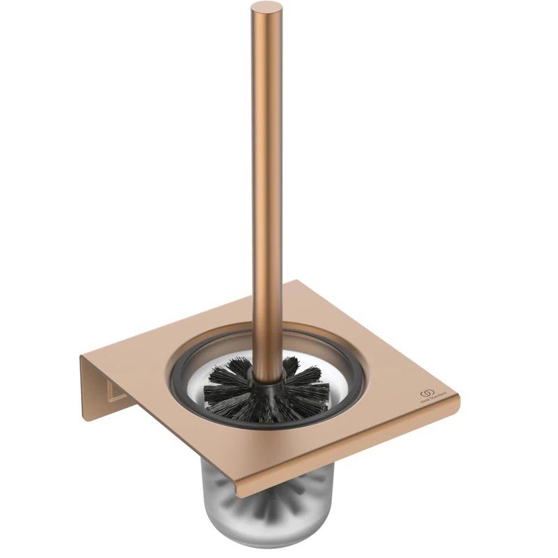 Ideal Standard Alu+ Toilet brush set, Made from 100% recycled aluminum, removable container for easier cleaning, concealed fastening – Bronze (160x170x347 mm)