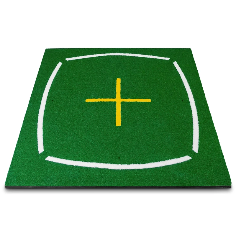 SimSpace Teaching Golf Hitting Mat – Artificial Turf Practice Mat for Indoor & Outdoor Golf Training, Driving, Chipping & Swing Practice with Rubber Base - 150cm x 150cm