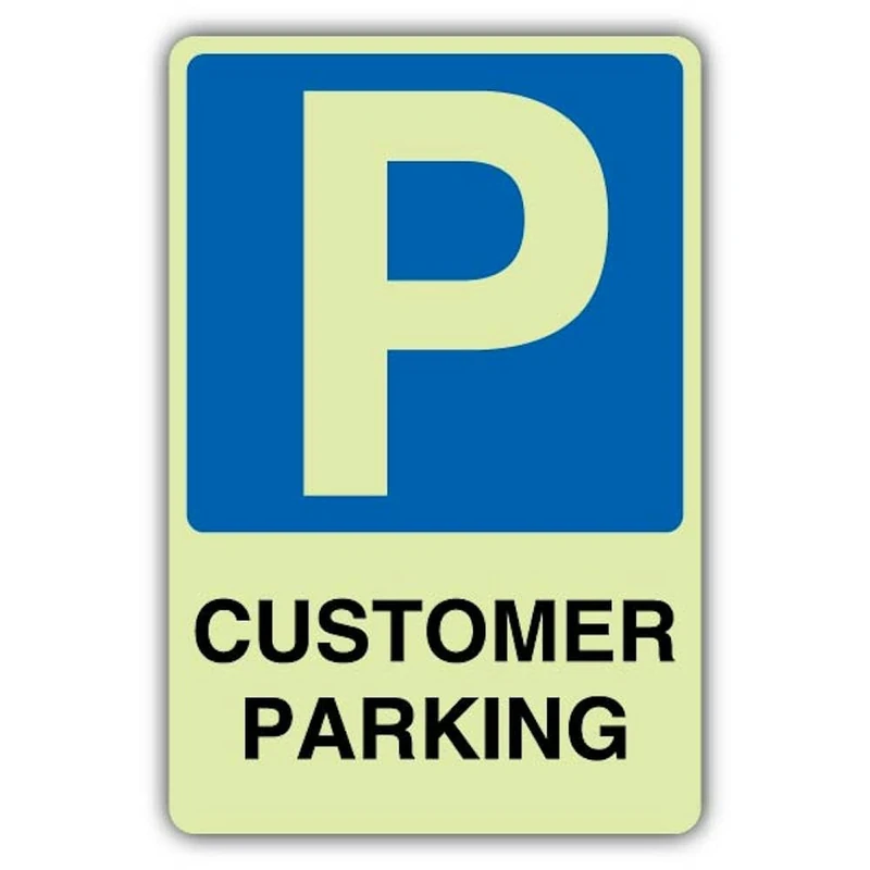 V Safety Glow In The Dark Customer Parking - Mandatory Blue Parking Sign - 400 x 600 mm - Made From Double Glow Rigid Plastic - Mandatory Safety Signage - Made in Britain - Image 1