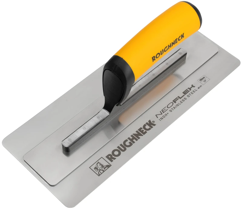 Roughneck NEOFLEX Plastering Finishing Trowel 114mm x 280mm (4½" x 11") –Hi-Flex Austenitic Stainless Steel Blade, Central Spine, Radiused Corners, 0.4mm Ultra-Flexible Blade & Soft Grip Handle
