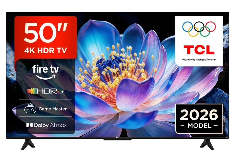 TCL 50V6D-UK 50 Inch 4K HDR, Fire TV, HDR10+, Dolby Atmos, DTS:X, Game Master, Motion Clarity, AirPlay 2, Press & Ask Alexa (2026 New Model)