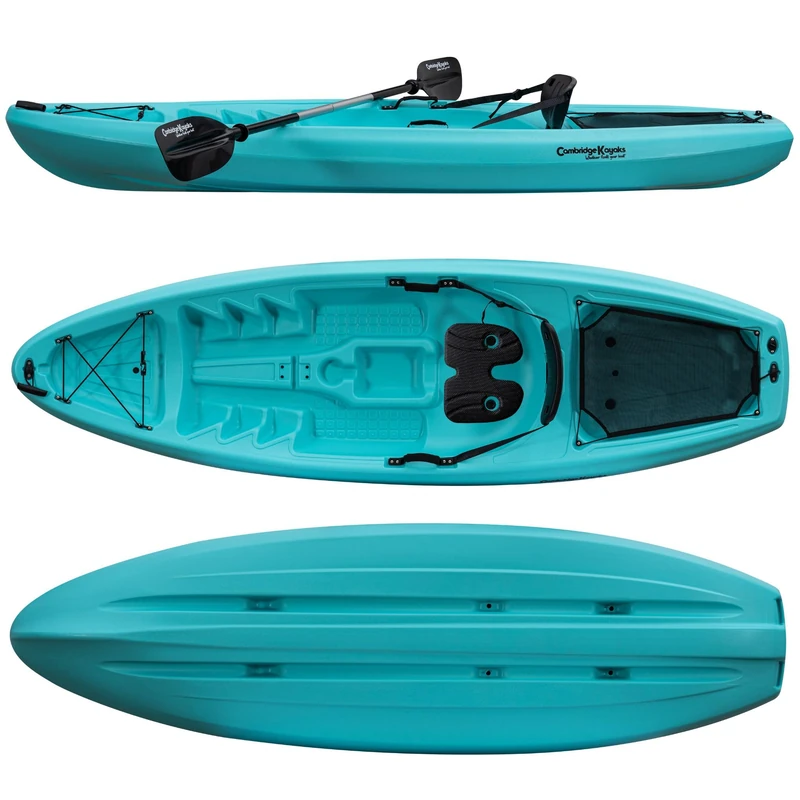 Cambridge Kayaks Nomad I Single Sit On Top Kayak Package with Seat & Paddle – Lightweight Stable 1 Person Recreational Kayak for Lakes, Rivers & Calm Coastal Waters (Light Blue)