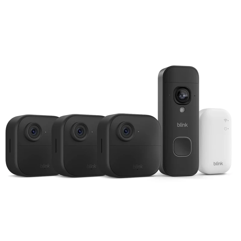 Blink Outdoor 4 Camera + Blink Battery Doorbell 2K+ (newest gen)| Wireless HD smart security camera| 3 camera system with Sync Module Core incl.| IP65