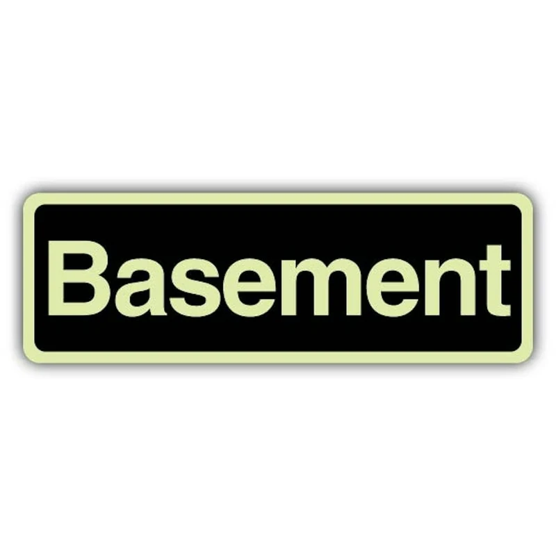 V Safety Glow In The Dark Basement Sign - Landscape Format - 600 x 200 mm - Made From Triple Glow Rigid Plastic - Professional Safety Signage - Made in Britain