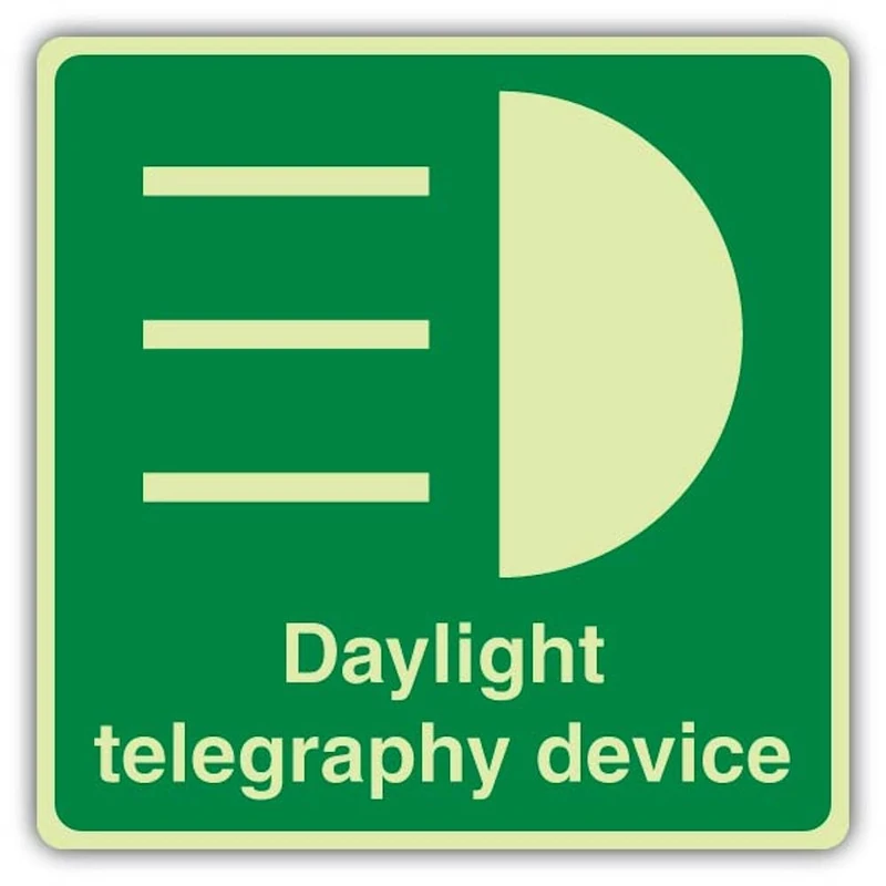 V Safety Glow In The Dark Daylight Telegraphy Device Sign - 450 x 450 mm - Made From Double Glow Self Adhesive Vinyl - Marine Safety Signage - Made in Britain - Image 1