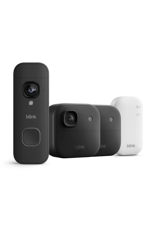 All-new Blink Outdoor 2K+ Cameras with Blink Video Doorbell 2K+ (Black), Sync Module Core included