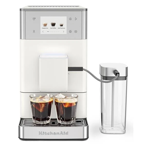 KitchenAid KF4 Espresso Collection Fully Automatic Espresso Machine with Iced Coffee 5KES8454BPL, 20+ pre-set recipes, 8.9 cm Colour Display, Porcelain White