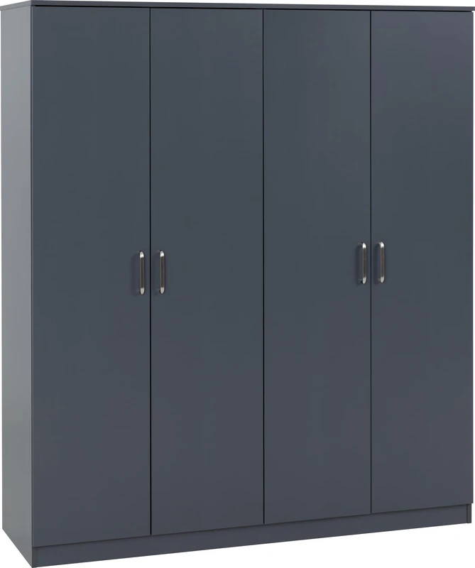 Seconique Dakota 4 Door Wardrobe in Dark Grey