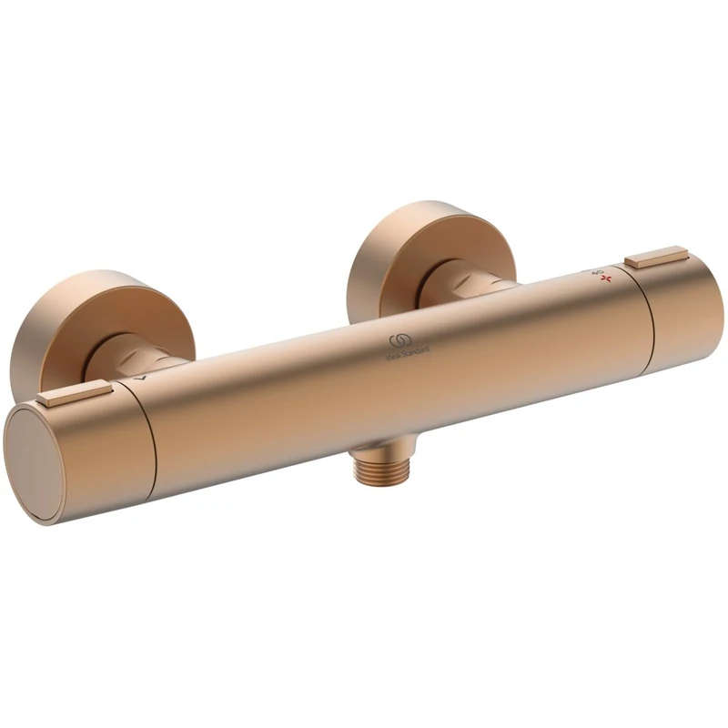 Ideal Standard Ceratherm Alu+ Exposed Shower Mixer 292x105x72 mm, 12 l/min (3 bar), Thermostatic Function, Water & Energy Savings, Core Elements from Aluminum, in Bronze Finish