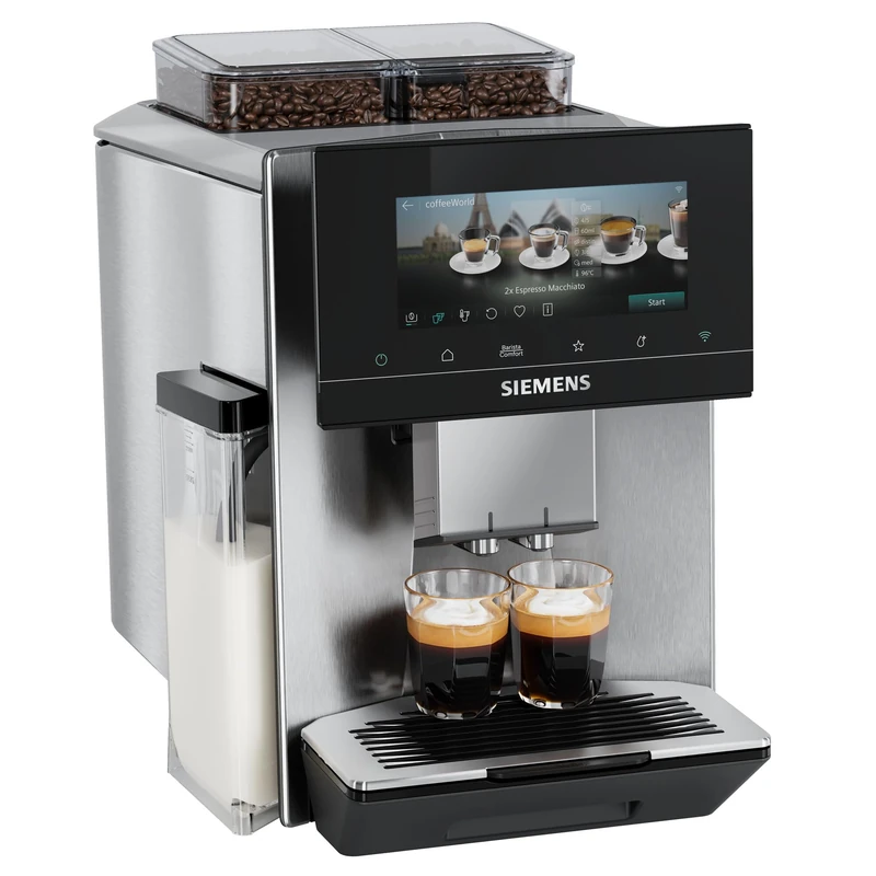 SIEMENS EQ900 iAroma Fully Automatic Espresso Machine, 6.8-Inch iSelect Touch Display, baristaMode, comfortMode, beanIdent Technology, Dual Bean Containers, Home Connect App, Inox, TQ927G03