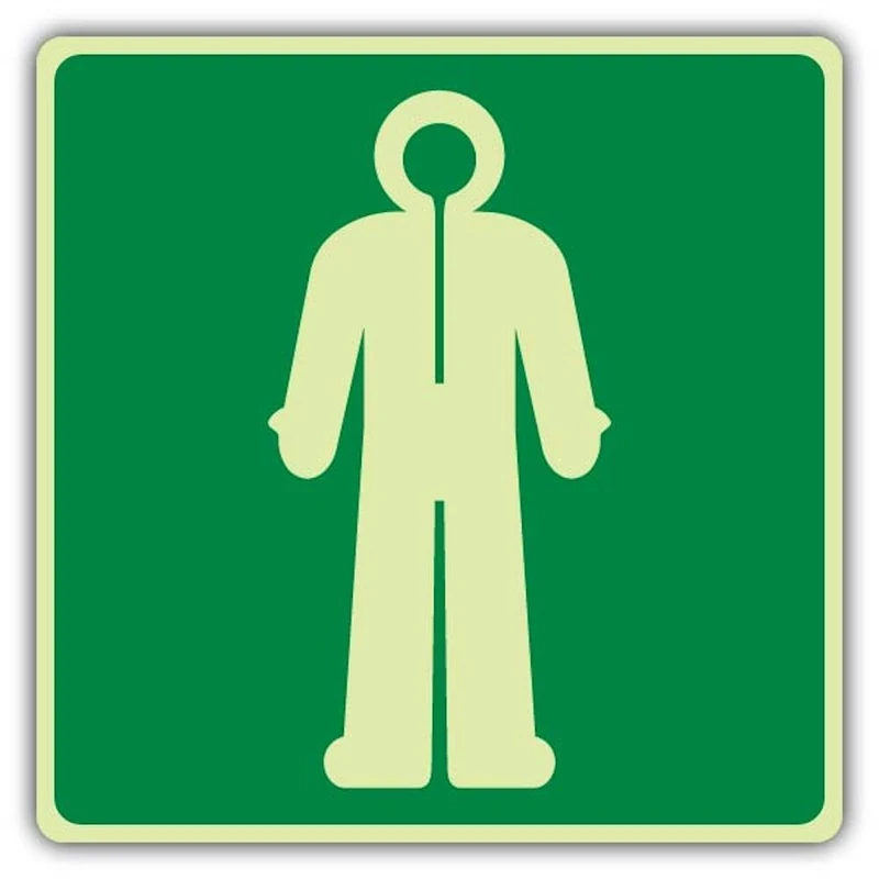 V Safety Glow In The Dark Anti Exposure Suit Symbol Sign - Symbol Format - 450 x 450 mm - Made From Triple Glow Rigid Plastic - First Aid Signage - Made in Britain
