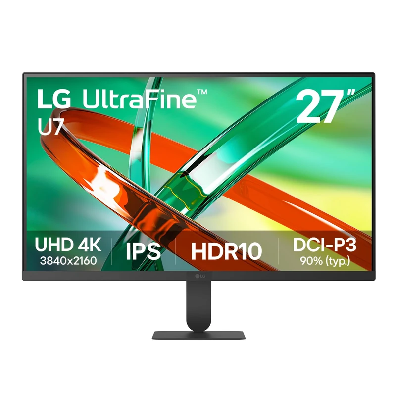 LG UltraFine™ U7 27U711B-B 27‑inch UHD 4K IPS Monitor | Desktop Creators display, HDR10, DCI‑P3 90% (Typ.), 3‑Side Borderless, Tilt Stand, HDMI/Headphone Out/DP 1.4, Black