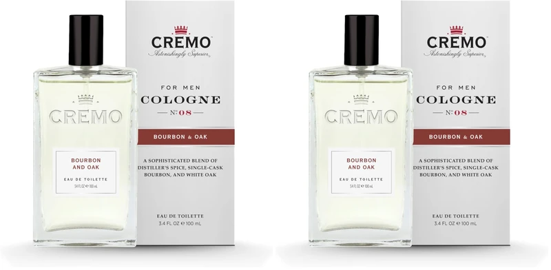 CREMO - Bourbon & Oak Eau de Toilette for Men - Spicy Fragrance - Spray 100ml - Gift for Men (Pack of 2)