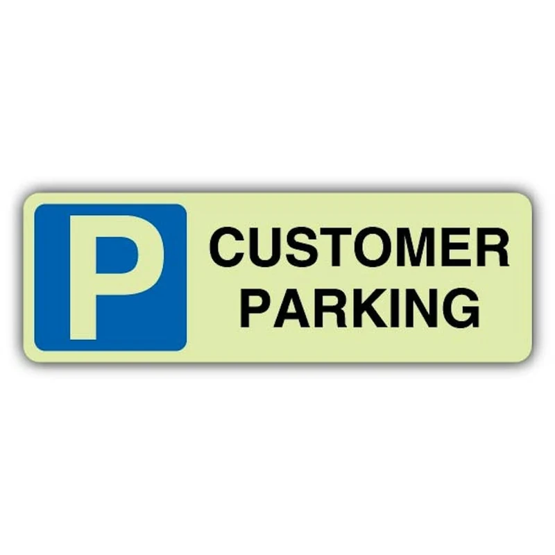V Safety Glow In The Dark Customer Parking - Mandatory Blue Parking Sign - Landscape Format - 600 x 200 mm - Made From Triple Glow Self Adhesive Vinyl - Mandatory Safety Signage - Made in Britain