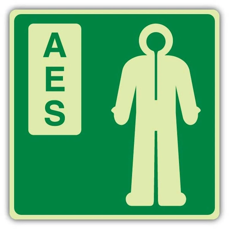 V Safety Glow In The Dark Anti Exposure Suit Sign - 450 x 450 mm - Made From Triple Glow Rigid Plastic - Fire Safety Signage - Made in Britain