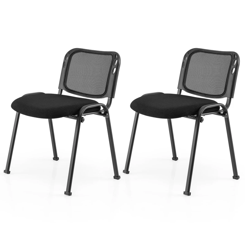 CASART 2/5/10PCS Stackable Reception Chairs, Heavy Duty Office Chair Upholstered Conference Chair with Backrest, Metal Frame Guest Chair for Waiting Room Meeting Room Office (2)