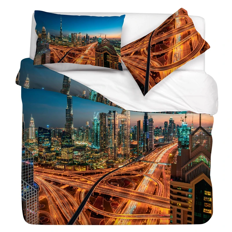 Gabel Dubai Duvet Cover Set, 155 x 205 cm, Pure Cotton, Multicoloured, Digital Photo Print