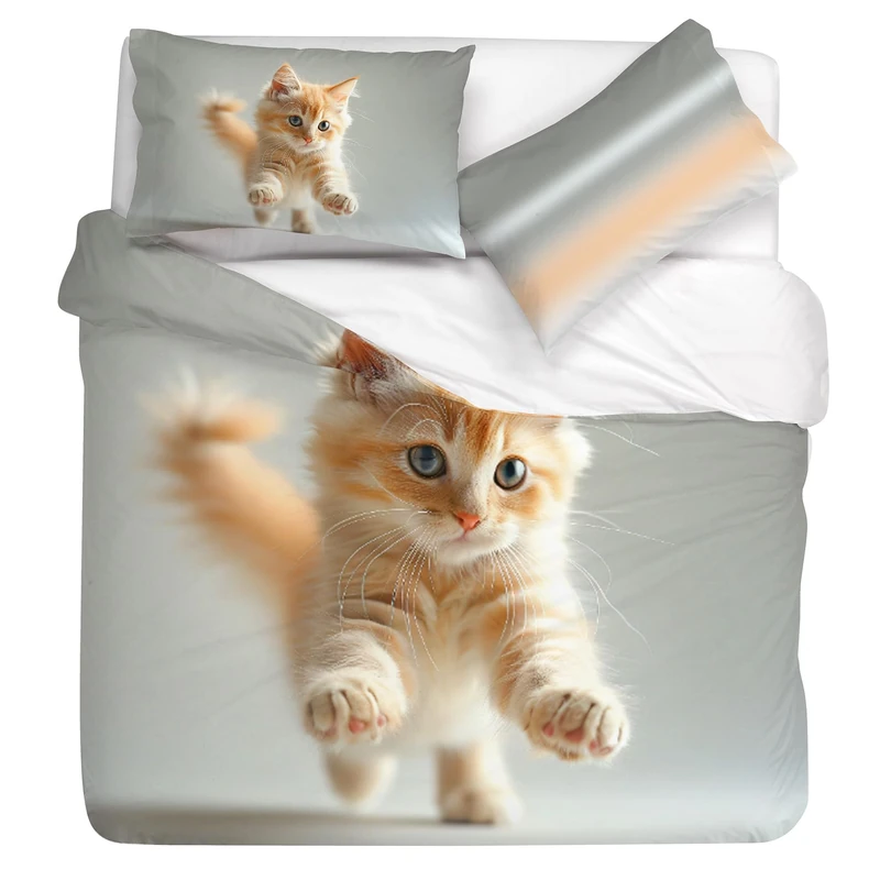 Gabel Tom Duvet Cover Set, 155 x 205 cm, Pure Cotton, Brezza, Digital Photo Print, Sistema Più Mio