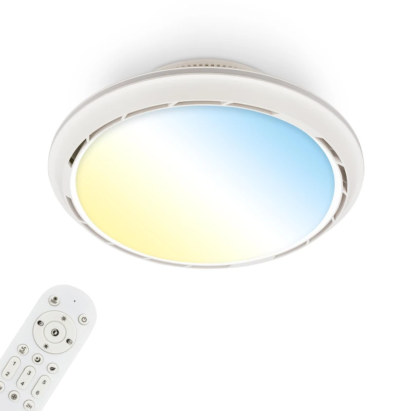 BRILONER - LED Ceiling Light with Fan, Remote Control, Adjustable CCT and Dimmable Lighting, 6 Speeds, LED Fan, Ceiling Fans, Lights Living Room, Lights for Bedroom, 14 x 17.5 cm, White