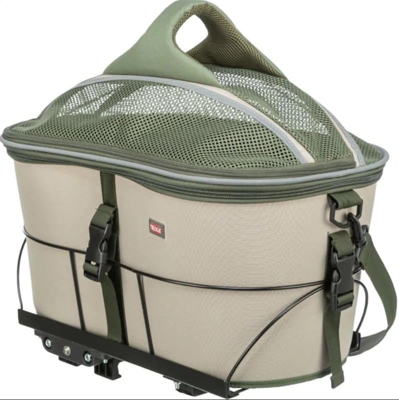 TRIXIE Bicycle Basket - Olive Green/Beige - Image 1