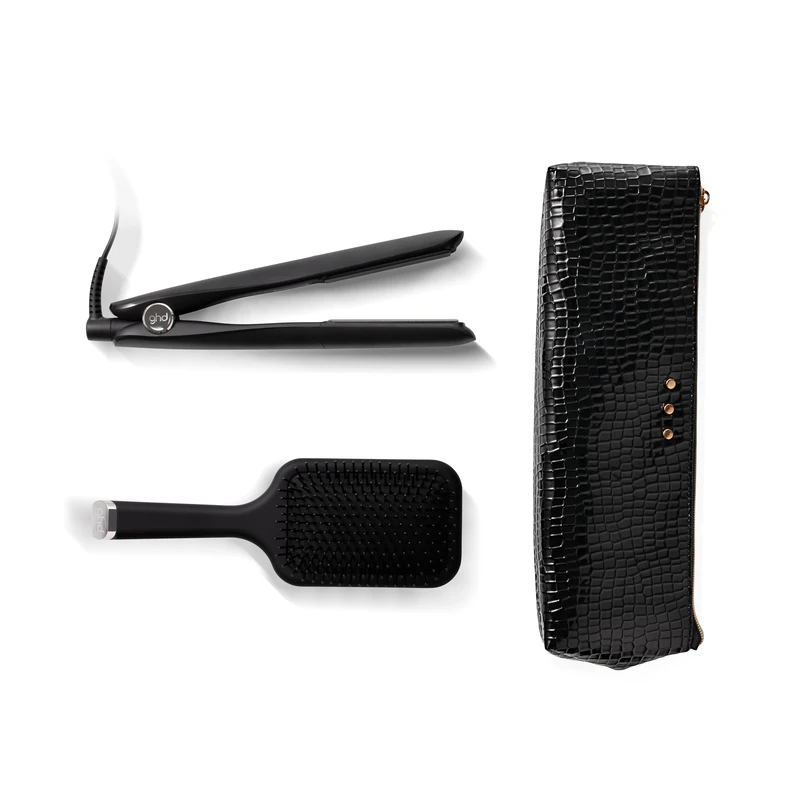 ghd Gold Hair Straighteners Gift Set – Amazon Exclusive with Paddle Hair Brush & Heat Resistant Bag, Professional Hair Styling for Smooth, Sleek, Shiny Results, All Hair Types (UK Plug)