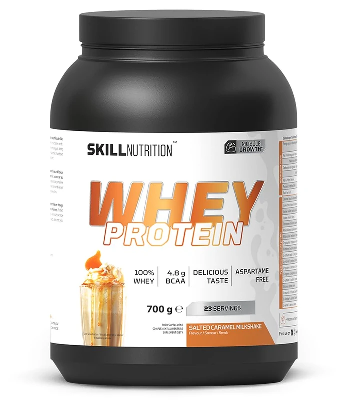 Skill Nutrition Whey Protein | 23g Protein per Serving | High Quality Muscle Building Formula with Great Solubility | Rich Amino Acid Profile | 700g | Salted Caramel Milkshake