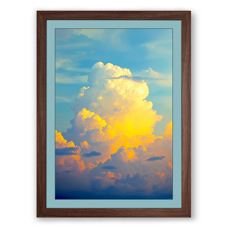 Golden Hour Clouds Modern Framed Wall Art Print A1 (84.1×59.4cm) Black, Wall Decor for Living Room, Bedroom, Office & Home, Ready to Hang, Art Gift