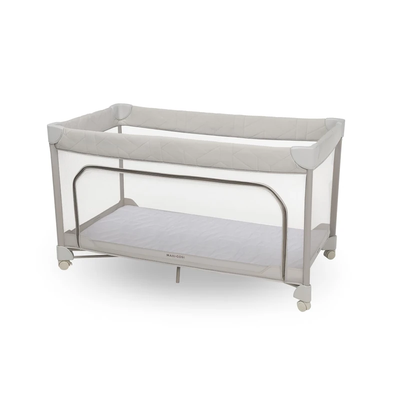 Maxi-Cosi Merlin, 2-in-1 Travel Cot & Play Area, 0-4 Years, up to 18 kg, Baby & Toddler Travel Bed, 1-Second Fold, 120x60 cm CloudCore Mattress, Side Entry Window, 4 Wheels, Elegance Beige