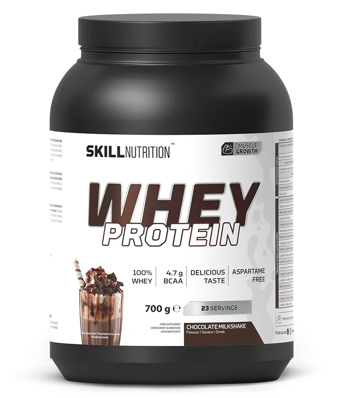 Skill Nutrition Whey Protein | 23g Protein per Serving | High Quality Muscle Building Formula with Great Solubility | Rich Amino Acid Profile | 700g | Chocolate Milkshake