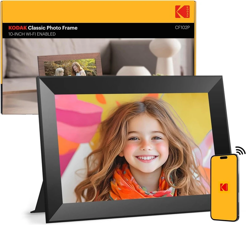 Kodak Digital Picture Frame WiFi 10.1 Inch HD IPS Touch Screen Electronic Picture Frame with 32 GB Memory, Automatic Picture Rotation, Share Photos or Videos Anywhere via App, Black