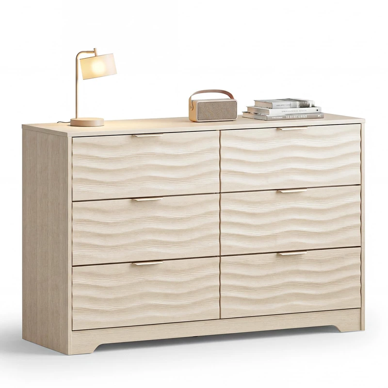 Chest of Drawers 6 Drawers Storage Drawers, Wooden Chest Cabinet with Spacious Clothes Storage, Bedroom Furniture Dresser, Bedside Cabinet Alternative for Bedroom Hallway Entryway Living Room - Image 1